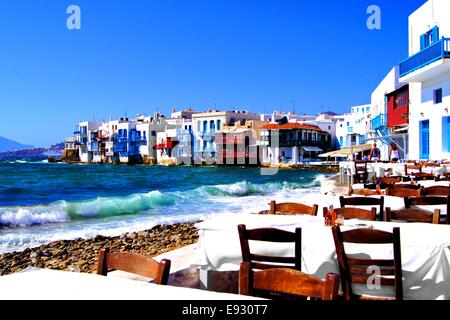 Bunte kleine Venedig Nachbarschaft der Insel Mykonos, Griechenland Stockfoto
