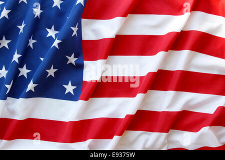 Nahaufnahme der gekräuselten amerikanische Flagge Stockfoto