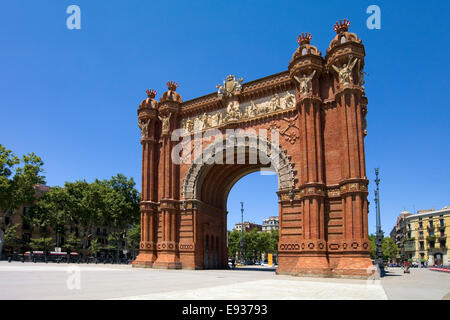 Arc de Triomf oder Arco del Triunfo, Triumphbogen in Barcelona, Spanien Stockfoto