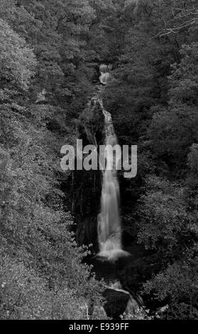 Schwarz Auslauf Wasserfall in der Nähe von Pitlochry im Herbst Stockfoto