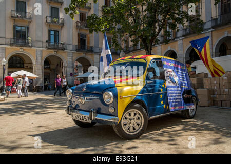 Fotos des Marsches für katalanische Unabhängigkeit statt in Barcelona im 11. September 2014. Stockfoto