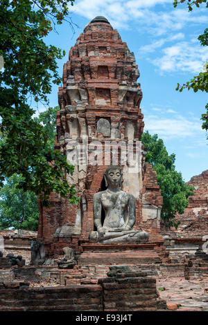 Antike Ruinen im Wat Mahathat in Ayutthaya Historical Park, Ayutthaya, Thailand Stockfoto