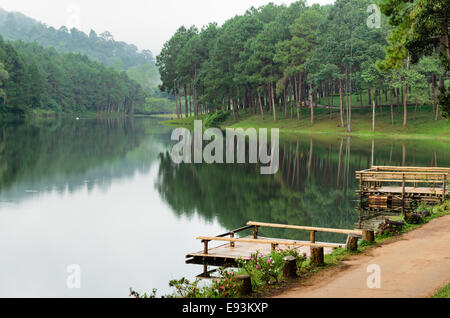 Pang Ung. Schönen Waldsee am Morgen. Mae Hong Son. Thailand Stockfoto