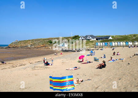 Spätsommer am Summerleaze Beach in Bude, Cornwall, UK Stockfoto