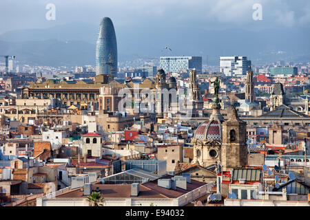 Blick über die Stadt Barcelona in Katalonien, Spanien. Stockfoto