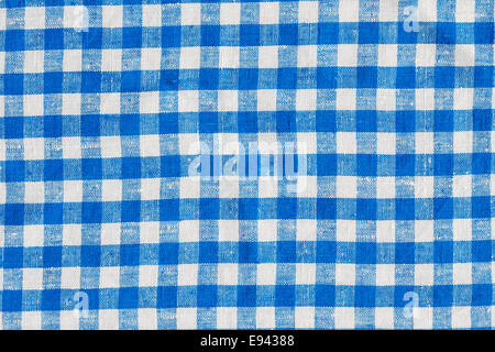 Abstrakte Hintergrundtextur natürlichen Leinen karierten Stoff, blau und weiß Stockfoto