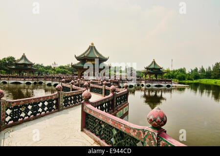 Trimurti Shrine in Samut Phrakan, Ancient Siam Park Thailand Stockfoto