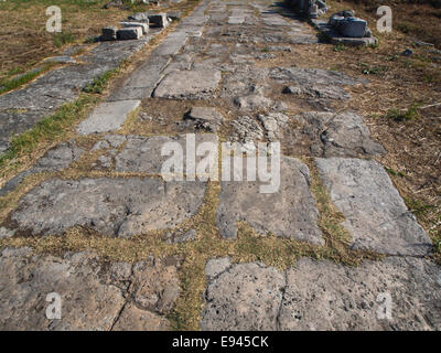 Heraion von Samos, Heiligtum der Göttin Hera, Samos Griechenland, ein UNESCO-Weltkulturerbe, verbleibende Teil Marmor Straße Stockfoto