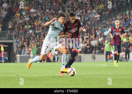 Barcelona, Spanien. 18. Oktober 2014. Spanische Liga, der Primera División. Barcelona vs. Eibar. Neymar in Aktion Credit: Action Plus Sport/Alamy Live News Stockfoto