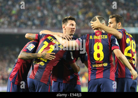 Barcelona, Spanien. 18. Oktober 2014. Spanische Liga, der Primera División. Barcelona vs. Eibar. Messis Torjubel Credit: Action Plus Sport/Alamy Live News Stockfoto