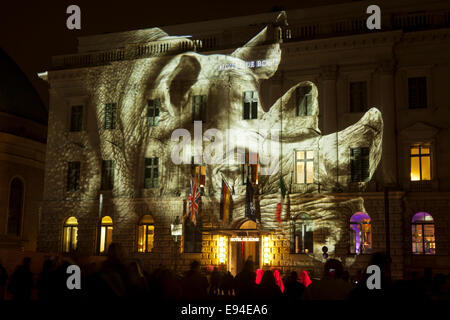 Hotel de Rome, Bebelplatz, beim Festival of Lights in Berlin Stockfoto