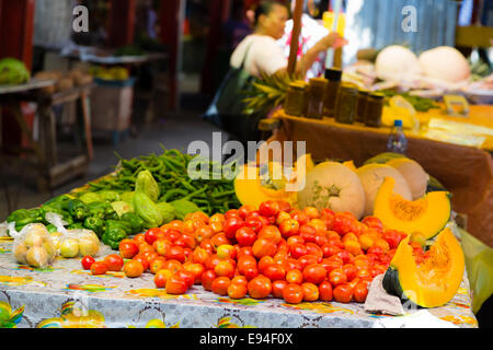 Frisches Gemüse auf dem Markt in Victoria auf Mahé, Seychellen Stockfoto