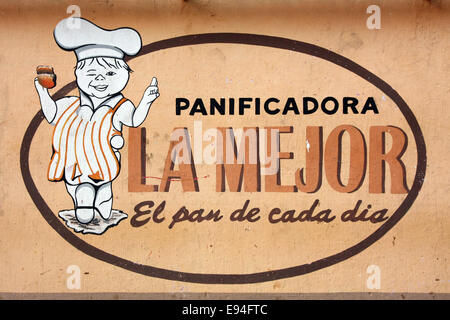 Bemalte Bäcker Zeichen, Guatemala Stockfoto