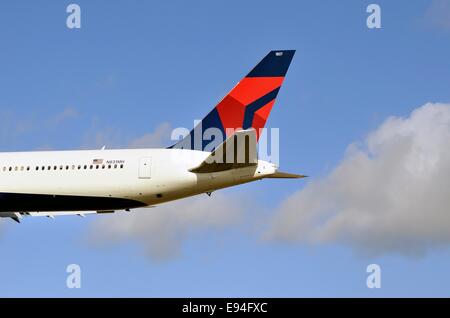 Nahaufnahme von Delta Boeing 767 Heck Stockfoto