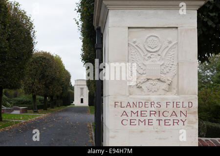 Eintrag von Flandern Feld, American Cemetery, Waregem, Belgien. Stockfoto