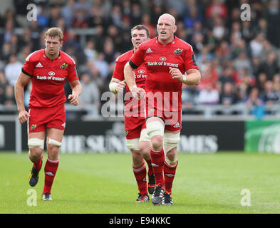 Salford, UK. 18. Oktober 2014. Paul OConnell Munster - European Rugby Champions Cup - Sale Sharks vs Munster - AJ Bell Stadium - Salford - England 18. Oktober 2014 - Bild Simon Bellis/Sportimage. © Csm/Alamy Live-Nachrichten Stockfoto