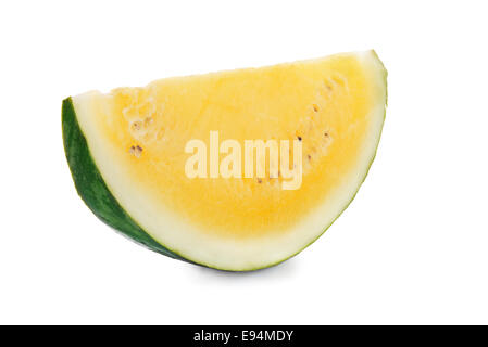 gelbe Wassermelone isoliert auf weißem Hintergrund Stockfoto