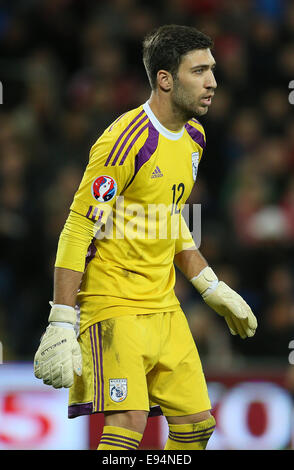 Cardiff, UK. 13. Oktober 2014. Tasos Kissas von Zypern - Euro 2016 Qualifying - Wales Vs Zypern - Cardiff City Stadium - Cardiff - Wales 13. Oktober 2014 - Bild Simon Bellis/Sportimage. © Csm/Alamy Live-Nachrichten Stockfoto