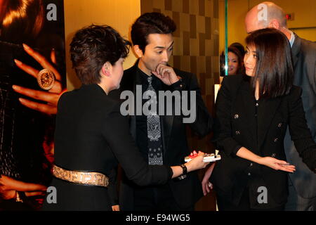 Seung-Heon Song besucht eine Promotion-Tätigkeit in Hong Kong, China am 17. Oktober 2014. Stockfoto