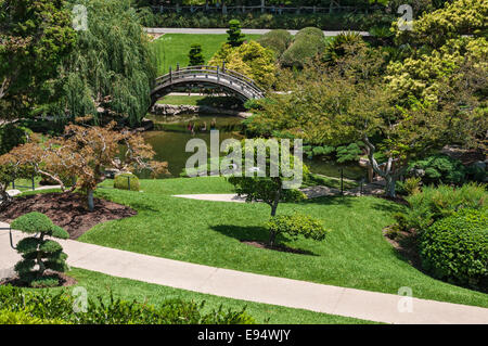 Kalifornien, San Marino, The Huntington, Botanischer Garten, japanischer Garten, Mond-Brücke Stockfoto