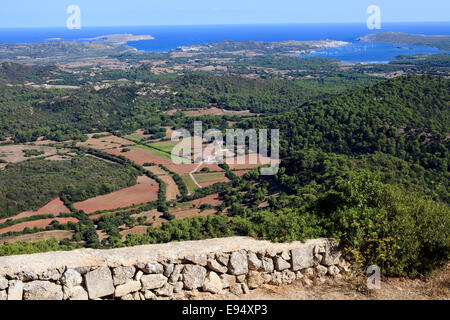 Blick vom Gipfel des Monte Toro (El Toro), Es Mercadal, Menorca, Balearen, Spanien Stockfoto