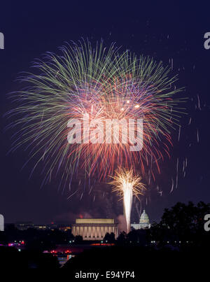 Feuerwerk über dem Washington DC am 4. Juli Stockfoto