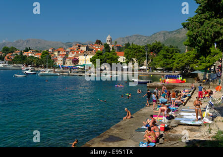 Cavtat-Stadt in der Nähe von Dubrovnik, Süden Kroatiens. Ein "Port Of Entry" für Private Yachten Kroatien betreten oder verlassen. Stockfoto