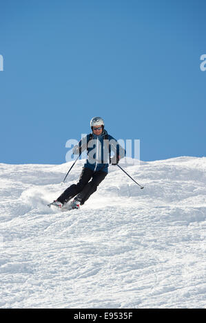 Skifahrer, Tignes, Val-d'Isère, Département Savoie, Alpen, Frankreich Stockfoto