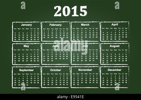 Kalender des Jahres 2015 an Tafel Stockfoto