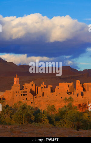 Alten Kasbah, Oase, Abendlicht, Tinghir, Tineghir, Tingħi, Todra-Tal, Todra Schlucht, Marokko Stockfoto