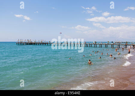 Strand, Kundu, Aksu, türkische Riviera, Antalya Provinz, Mittelmeerraum, Türkei Stockfoto