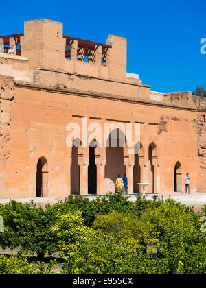 Historische Ruinen von El Badi Palast in Marrakesch, Marrakech-Tensift-Al Haouz, Marokko Stockfoto