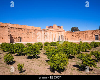 Historische Ruinen von El Badi Palast in Marrakesch, Marrakech-Tensift-Al Haouz, Marokko Stockfoto