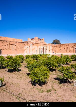 Historische Ruinen von El Badi Palast in Marrakesch, Marrakech-Tensift-Al Haouz, Marokko Stockfoto