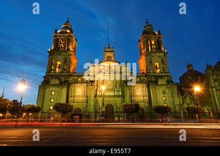 Kathedrale von Mexiko-Stadt, Catedral Metropolitana De La Asunción de Maria, Plaza De La Constitución und Zocalo Stockfoto