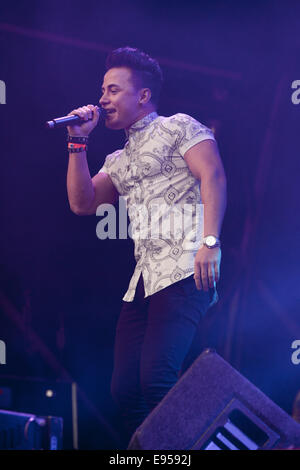 Tralee, Irland, 15. August 2014, Ryan Dolan führt live auf The Rose of Tralee Festival, Tralee, County Kerry am 15. August 2014 Stockfoto