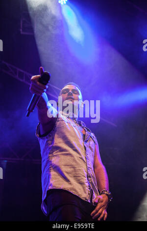 Tralee, Irland, 15. August 2014, Union J Höchstleistungen live The Rose of Tralee Festival, Tralee, County Kerry am 15. August 2014 Stockfoto