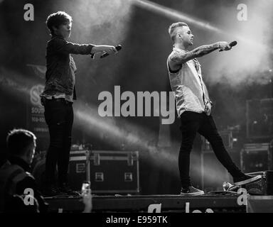 Tralee, Irland, 15. August 2014, Union J Höchstleistungen live The Rose of Tralee Festival, Tralee, County Kerry am 15. August 2014 Stockfoto