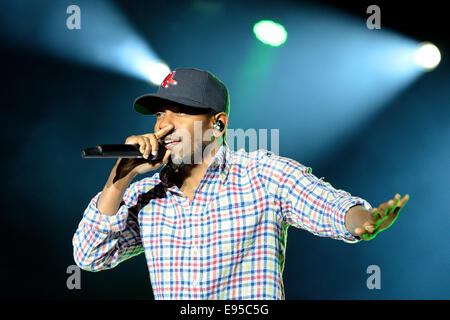 BARCELONA - 30 Mai: Kendrick Lamar (US-amerikanische Hip-Hop-Musikerin) führt bei Heineken Primavera Sound Festival 2014 (PS14) Stockfoto