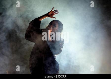BARCELONA - 14 JUN: Lykke Li (schwedischer Sänger und Songwriter) führt auf Sonar Festival am 14. Juni 2014 in Barcelona, Spanien. Stockfoto