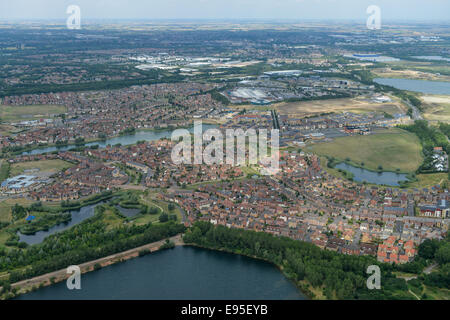 Eine Luftaufnahme der Neuentwicklung von Hampton im Süden der Stadt Peterborough Cambridgeshire Stockfoto