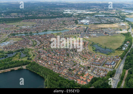 Eine Luftaufnahme der Neuentwicklung von Hampton im Süden der Stadt Peterborough Cambridgeshire Stockfoto