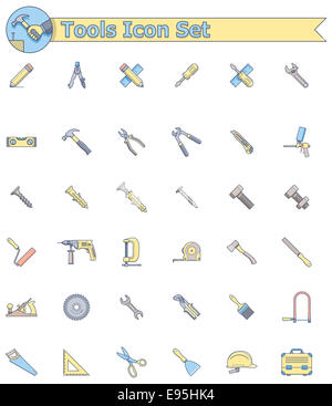 Reihe von Arbeiten Werkzeuge icons Stockfoto