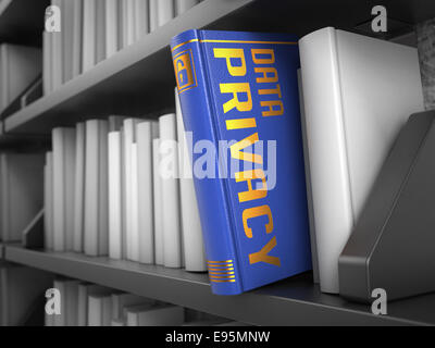 Datenschutz - blau Buchtitel. Stockfoto