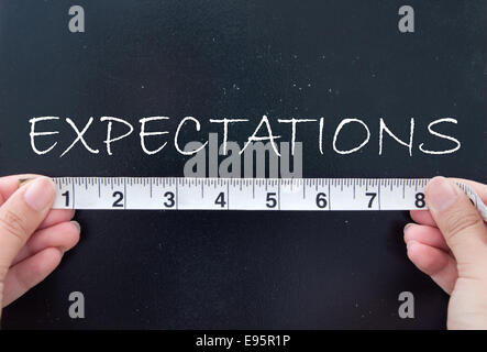 Messung der Erwartungen Stockfoto