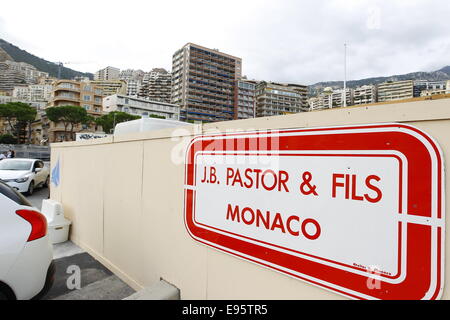 Monte Carlo, Monaco. 20. Oktober 2014. Das Firmenschild von Pastor Real Estate Clan. / Allianz Credit Bild: Dpa picture-Alliance/Alamy Live News Stockfoto