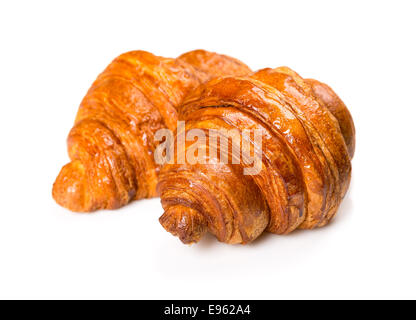 Frische und leckere Croissant auf weißem Hintergrund Stockfoto