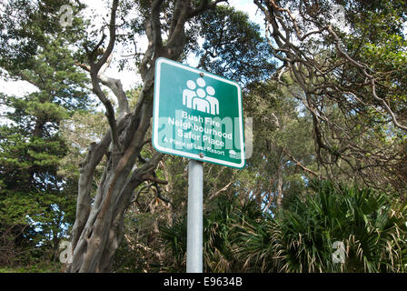 Bush-Feuer Nachbarschaft sicheren Ort Hinweisschilder, Sydney, Australien Stockfoto