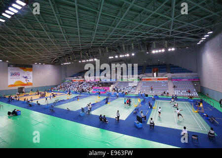 Incheon, Südkorea. 20. Oktober 2014. Allgemeine Ansicht Badminton: Am Gyeyang Gymnasium während der 2014 Incheon Para Asienspiele in Incheon, Südkorea. © Shingo Ito/AFLO SPORT/Alamy Live-Nachrichten Stockfoto