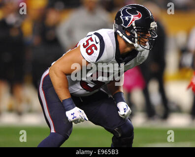 Pittsburgh, USA. 20. Oktober 2014. Brian Cushing #56 während der Pittsburgh Steelers Vs Houston Texans Spiel in Pittsburgh, PA Bildnachweis: Cal Sport Media/Alamy Live-Nachrichten Stockfoto